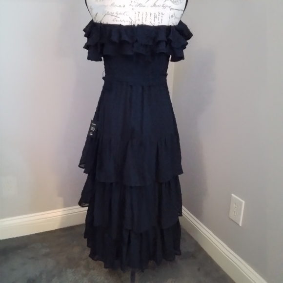 NWT Lulus Dear To My Heart Navy Blue Swiss Dot Tiered Ruffled Mini Dress - M - Picture 10 of 16